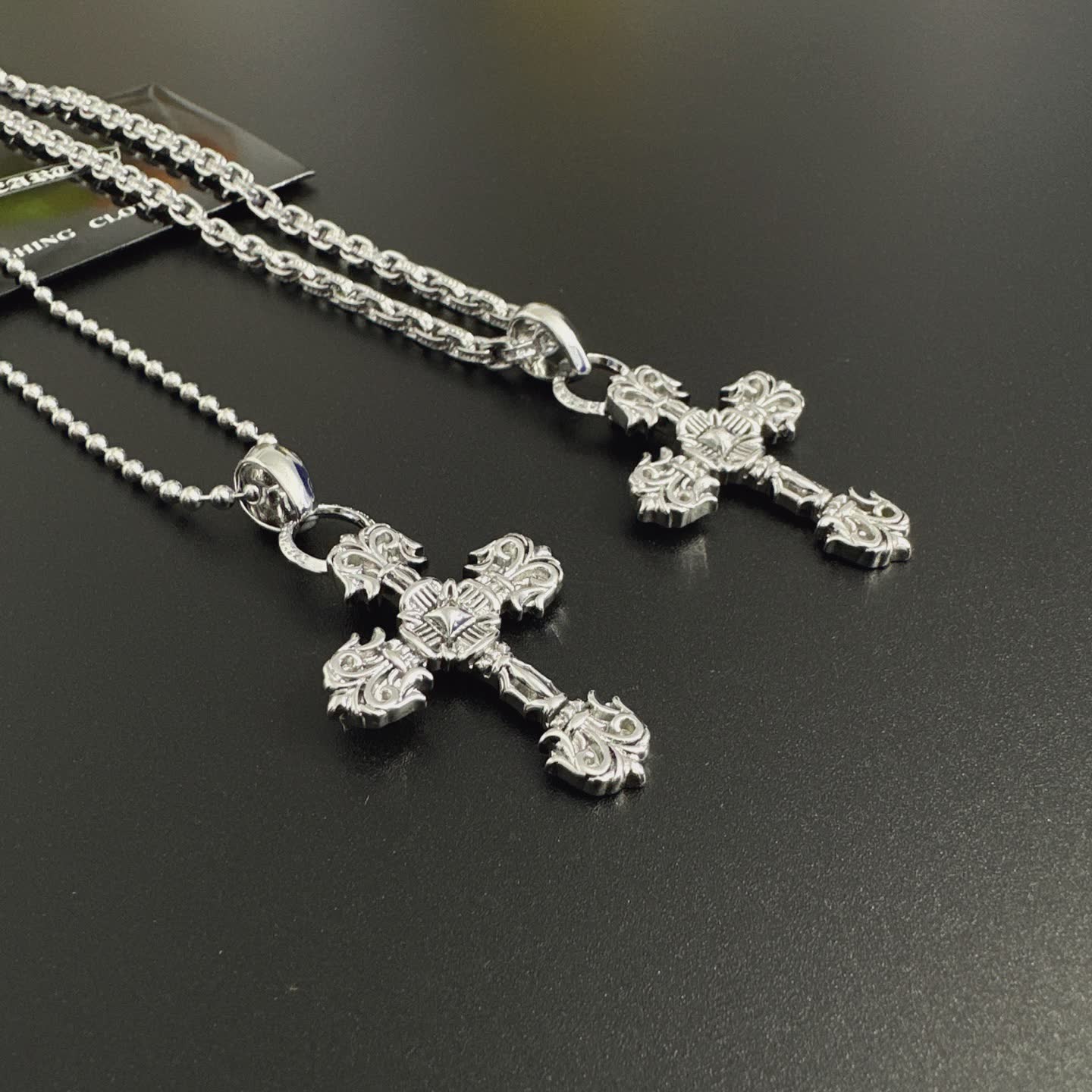 Chrome Hearts Silver Cross Pendant Necklace
